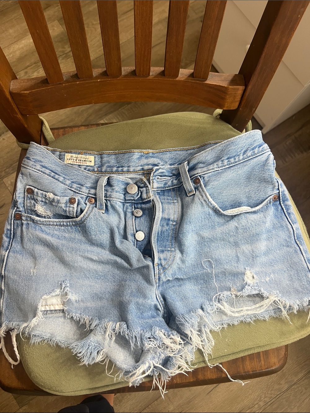 Levi's Light Blue Distressed Denim Cutoff Shorts